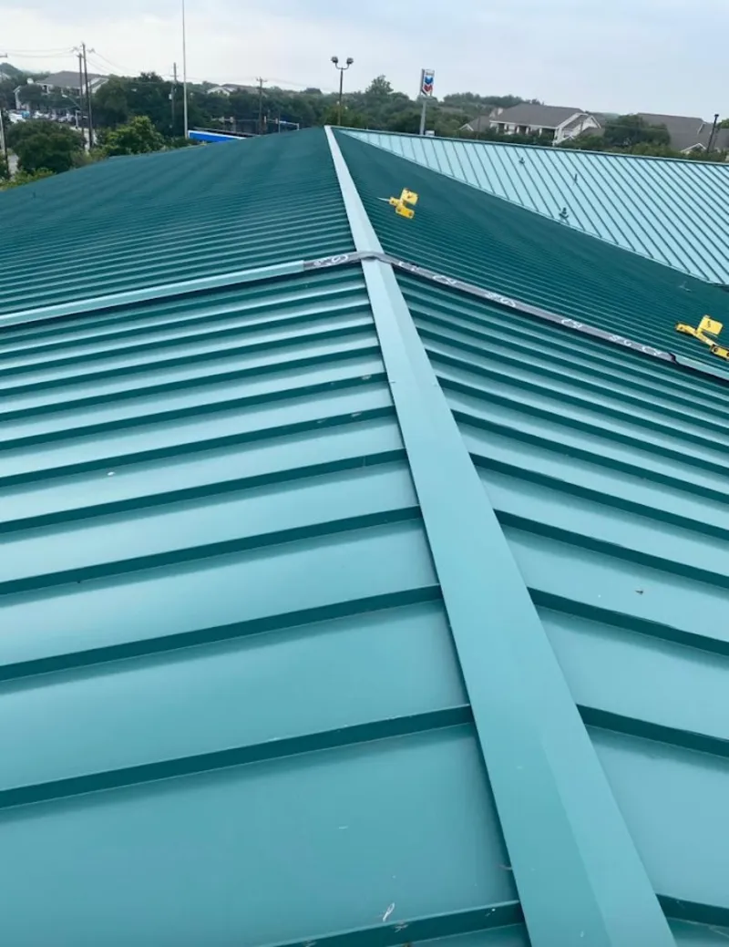 Green commercial metal roof ridge and valley for Metal Roof Repair in Fishersville